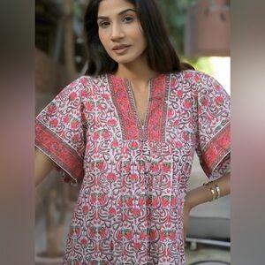 Bell by Alicia Bell Cotton Block Printed Blouse Medium